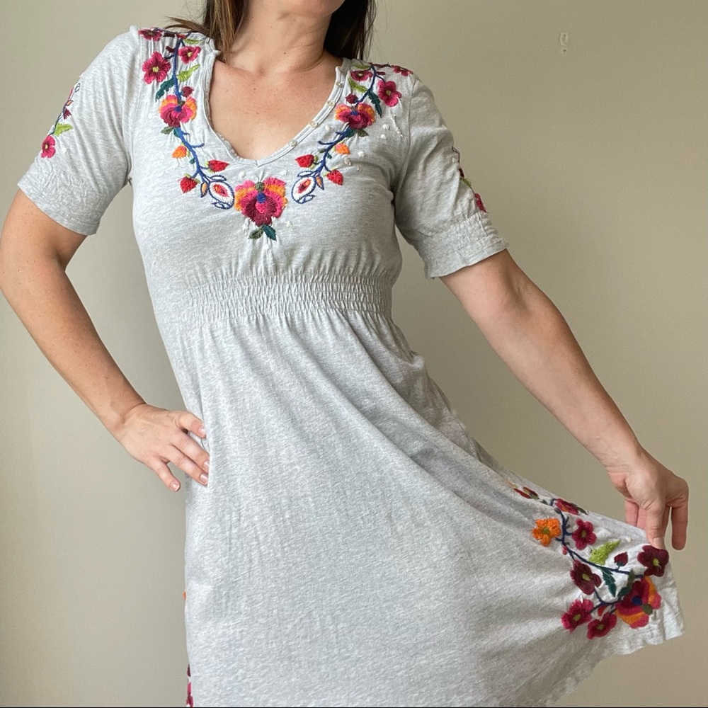Johnny Was Floral Embroidered Dress
